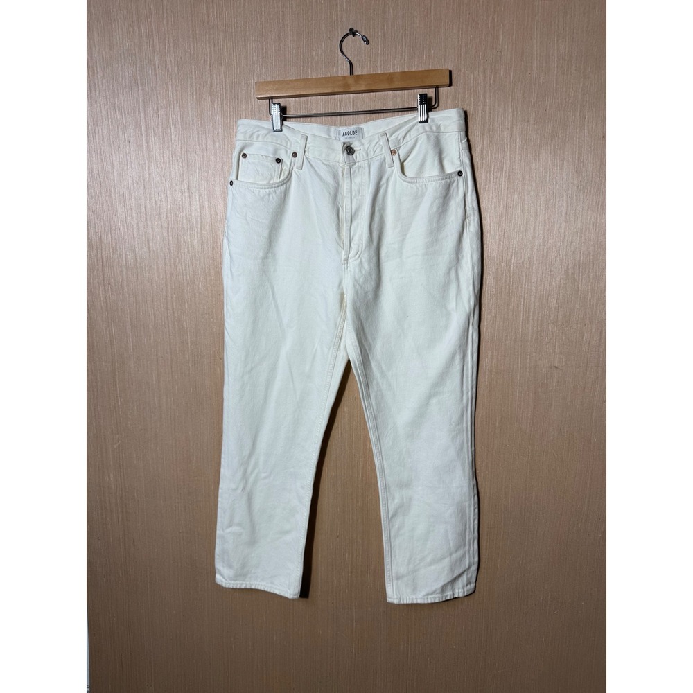AGOLDE Los Angeles Size 32 White High Rise Straight Leg‎ Cropped Jeans